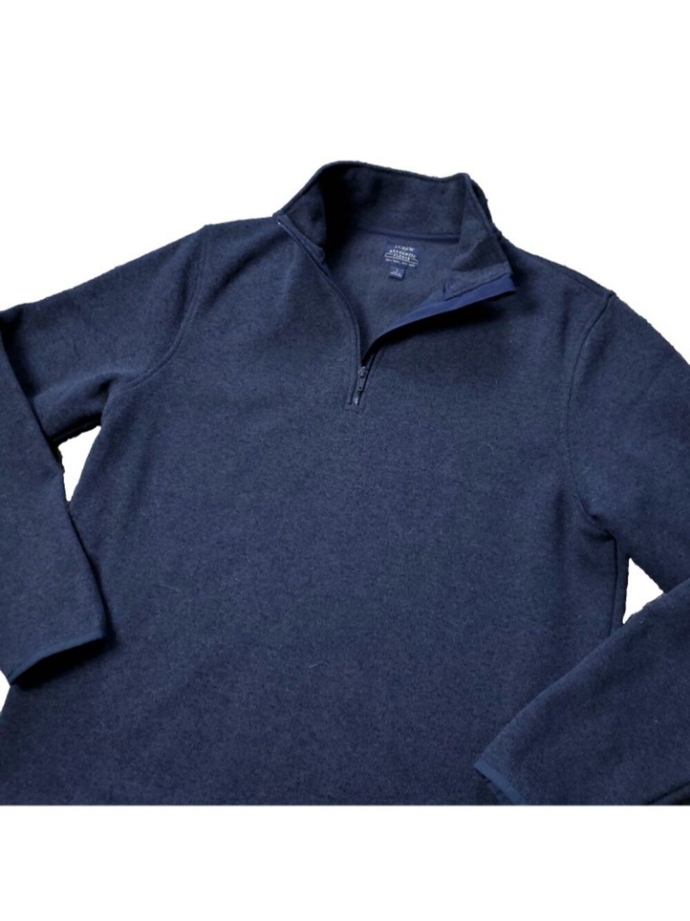 J. Crew Sweater Mens L Large Fleece Zip Up Pullover Blue Polyester Casual Preppy